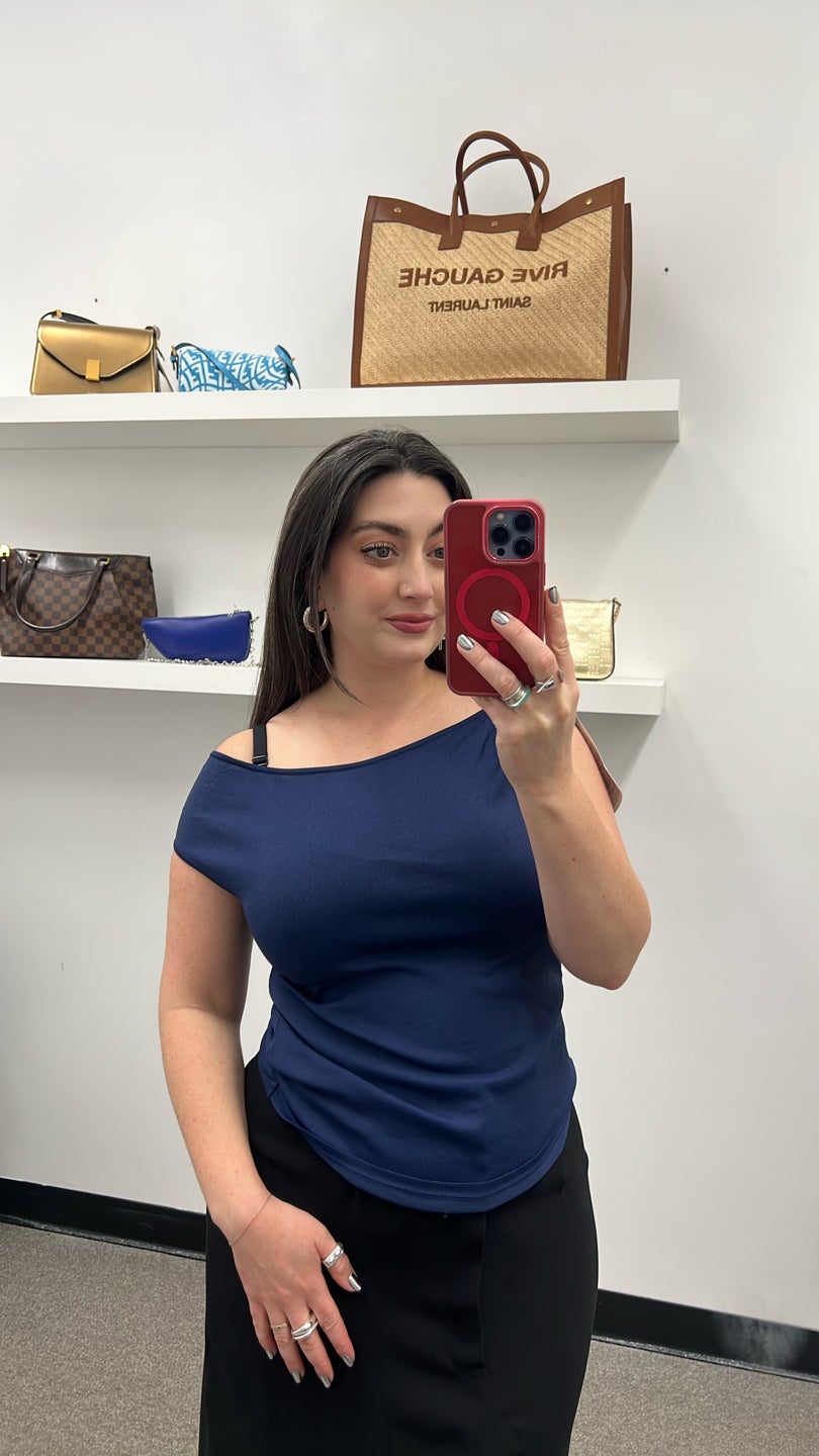 AMINA RUBINACCI Blue Round Neck Top — view 2