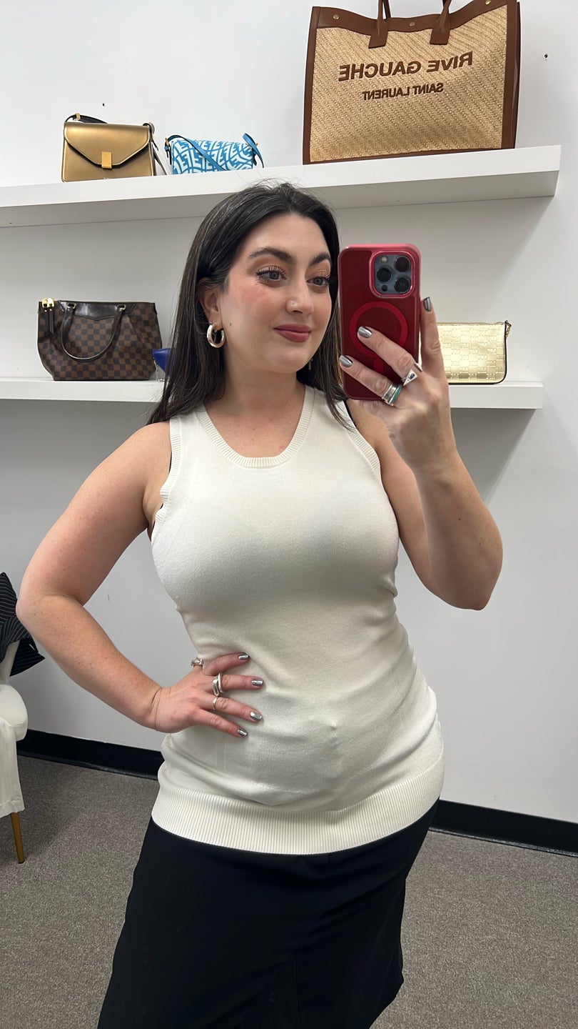 AZ FACTORY Cream stretchy tank sweater (510) — view 2