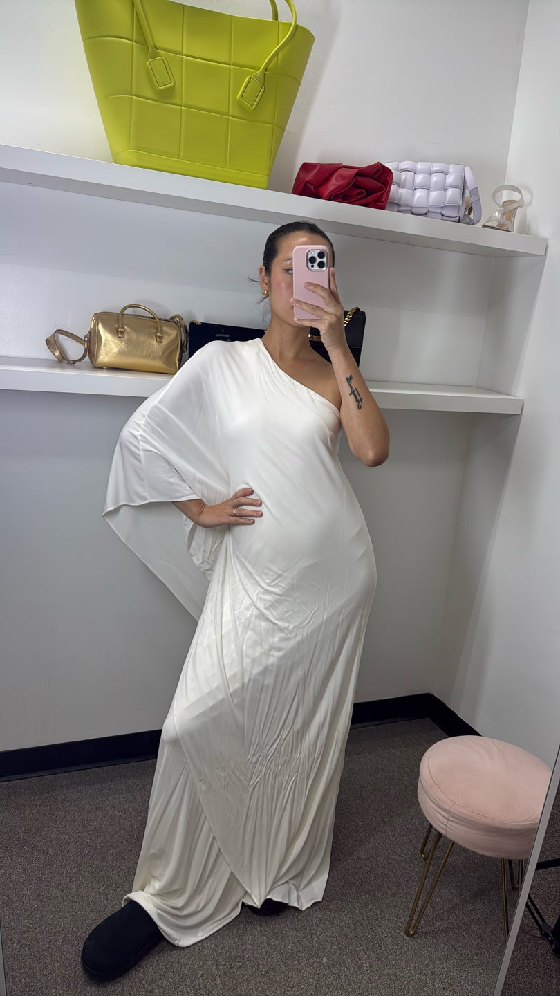 HALSTON LAST ONE❤️‍🔥$800OFF💘SHE SAID YES💞Assymetrical white gown