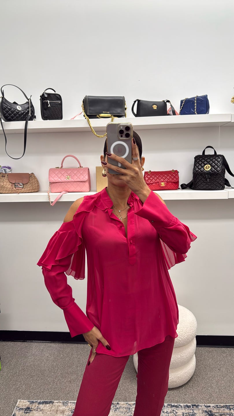 ROBERTO CAVALLI 😍 Fuscia Silk Long Sleeve Top (404) — view 2